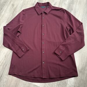 Perry Ellis Shirt Mens Size XL Long Sleeve Wine Burgundy Slim Fit